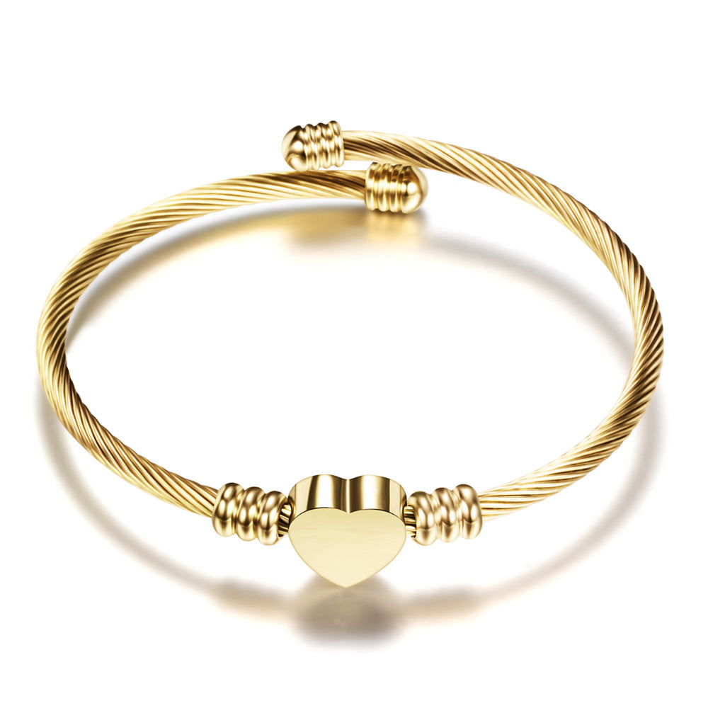18k Plated Gold/Silver Plated Heart Cuff Bangle