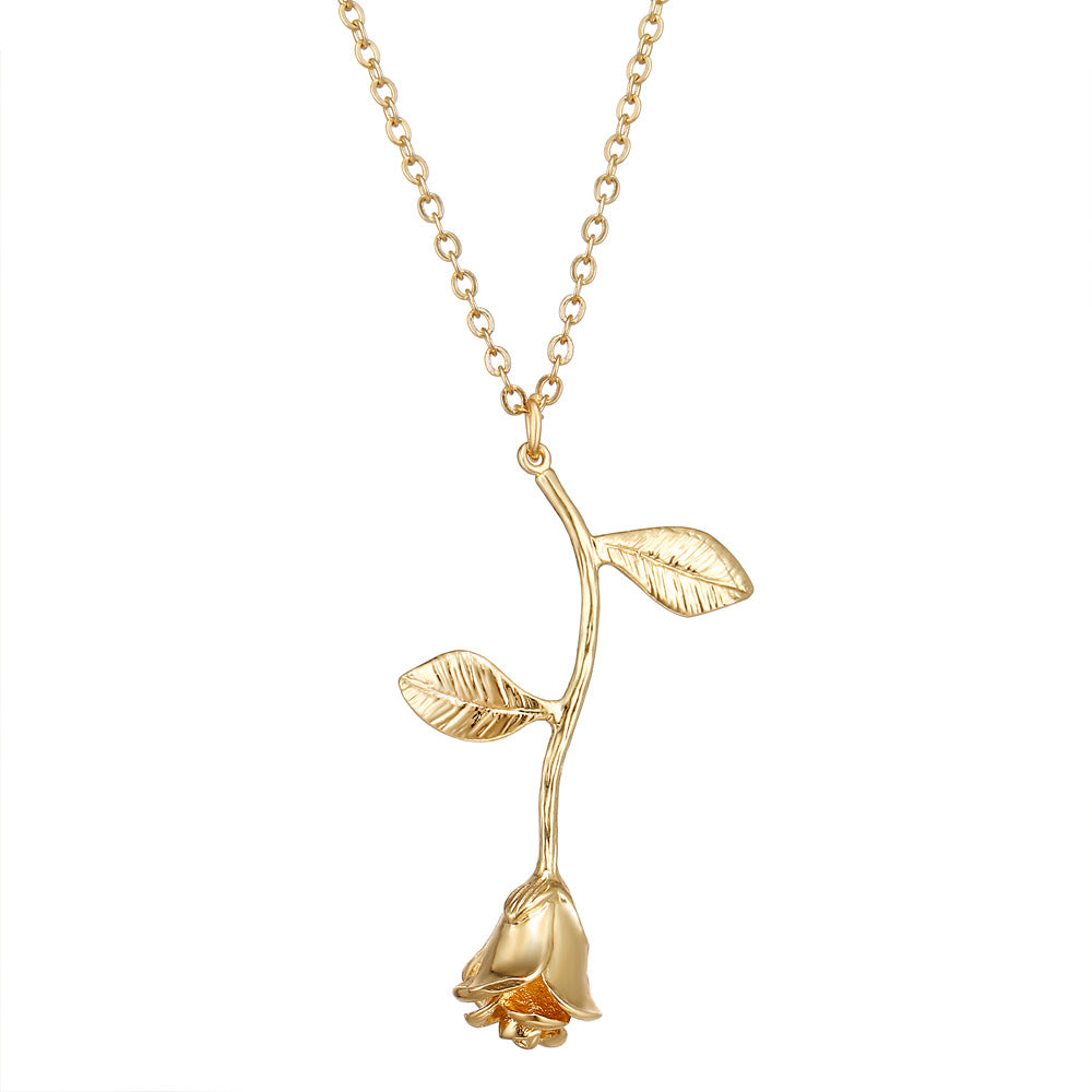 18K Gold Plated Romantic Rose Necklace