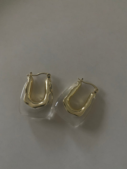 Glassy and Gold Earrings