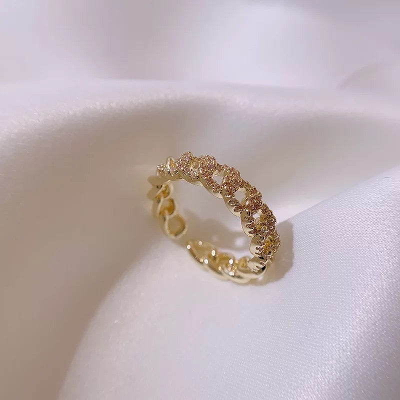 Open Pave Diamond Chain Ring