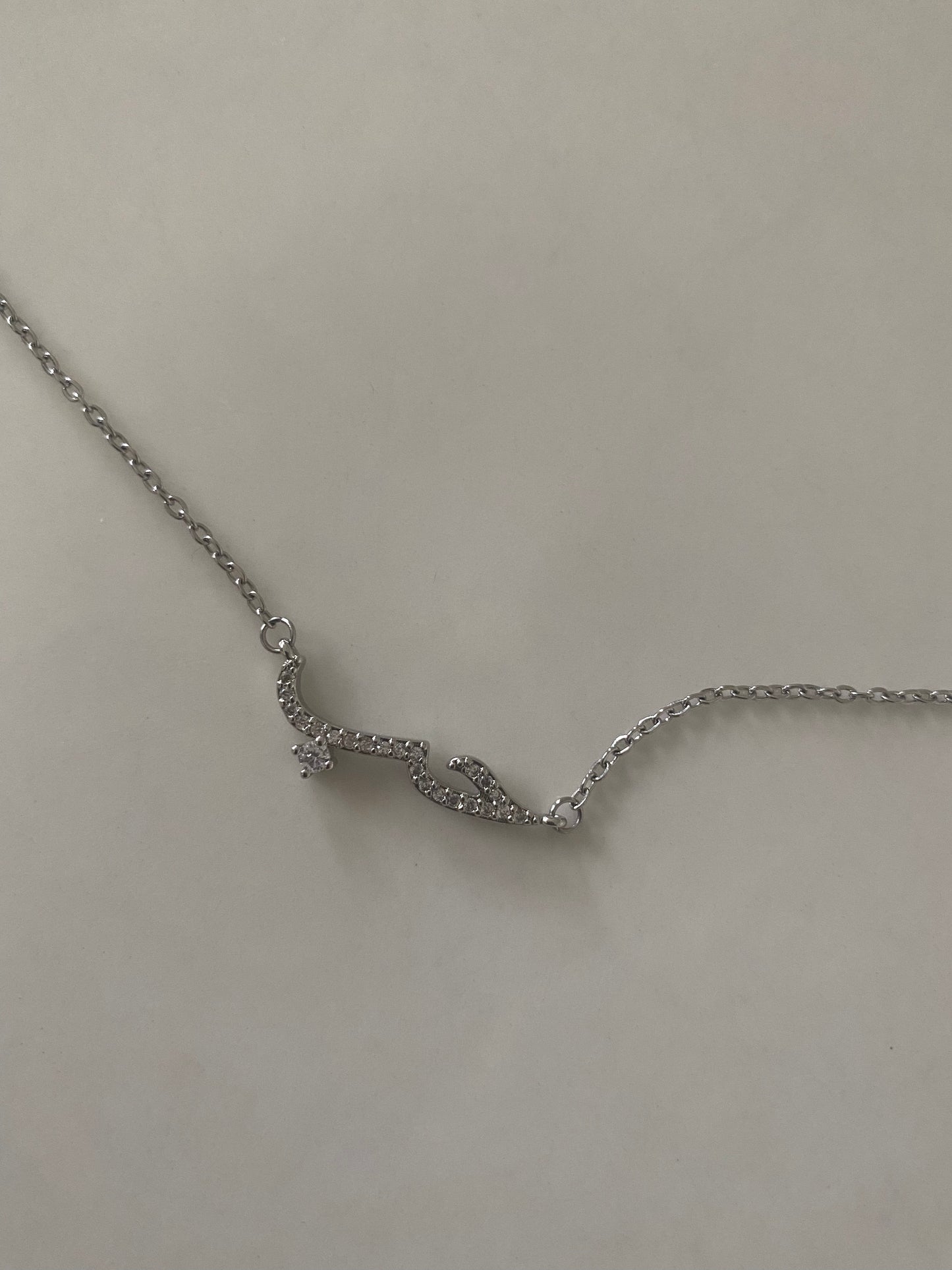 Silver Diamond Arabic “Love” Necklace