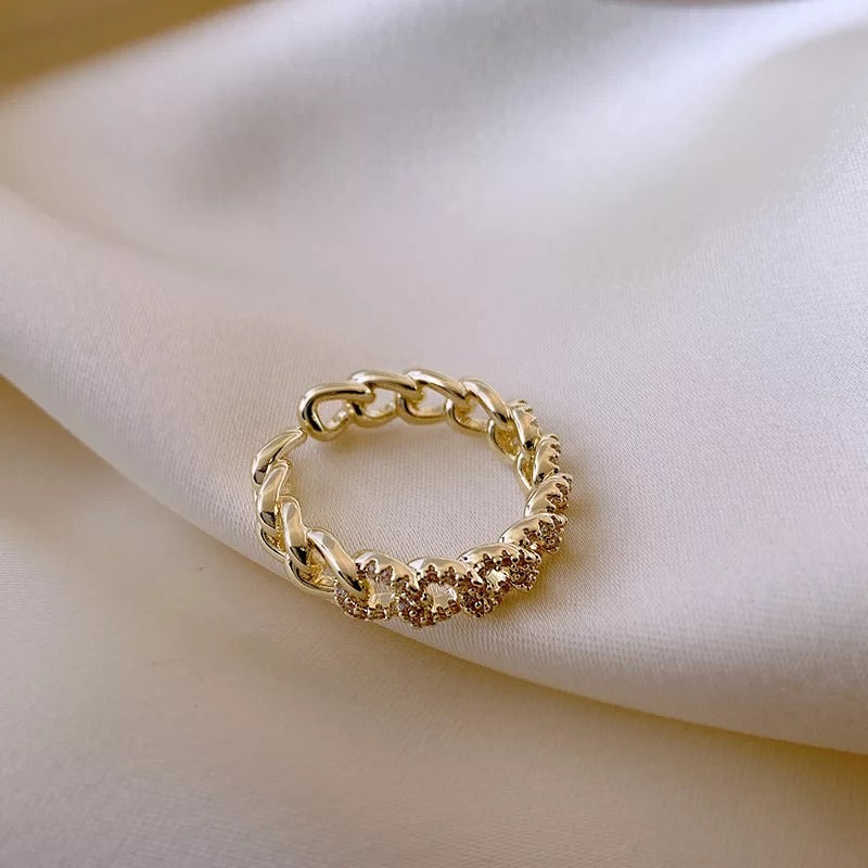 Open Pave Diamond Chain Ring