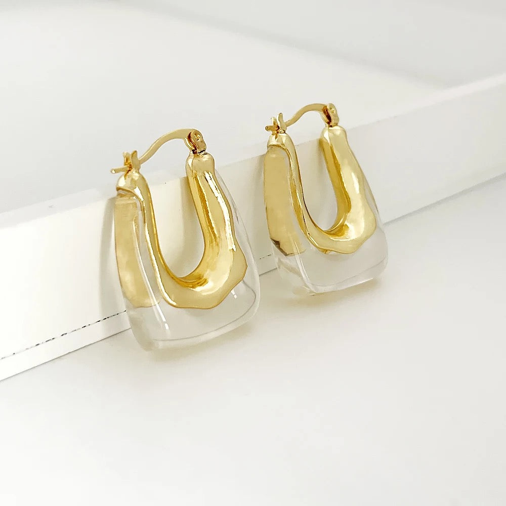 Glassy and Gold Earrings